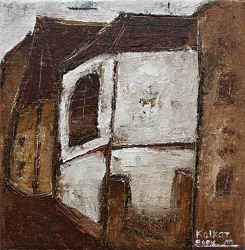 Alexander Dettmar: Synagoge Kalkar, 2010. Öl auf Leinwand, 20 x 20 cm
