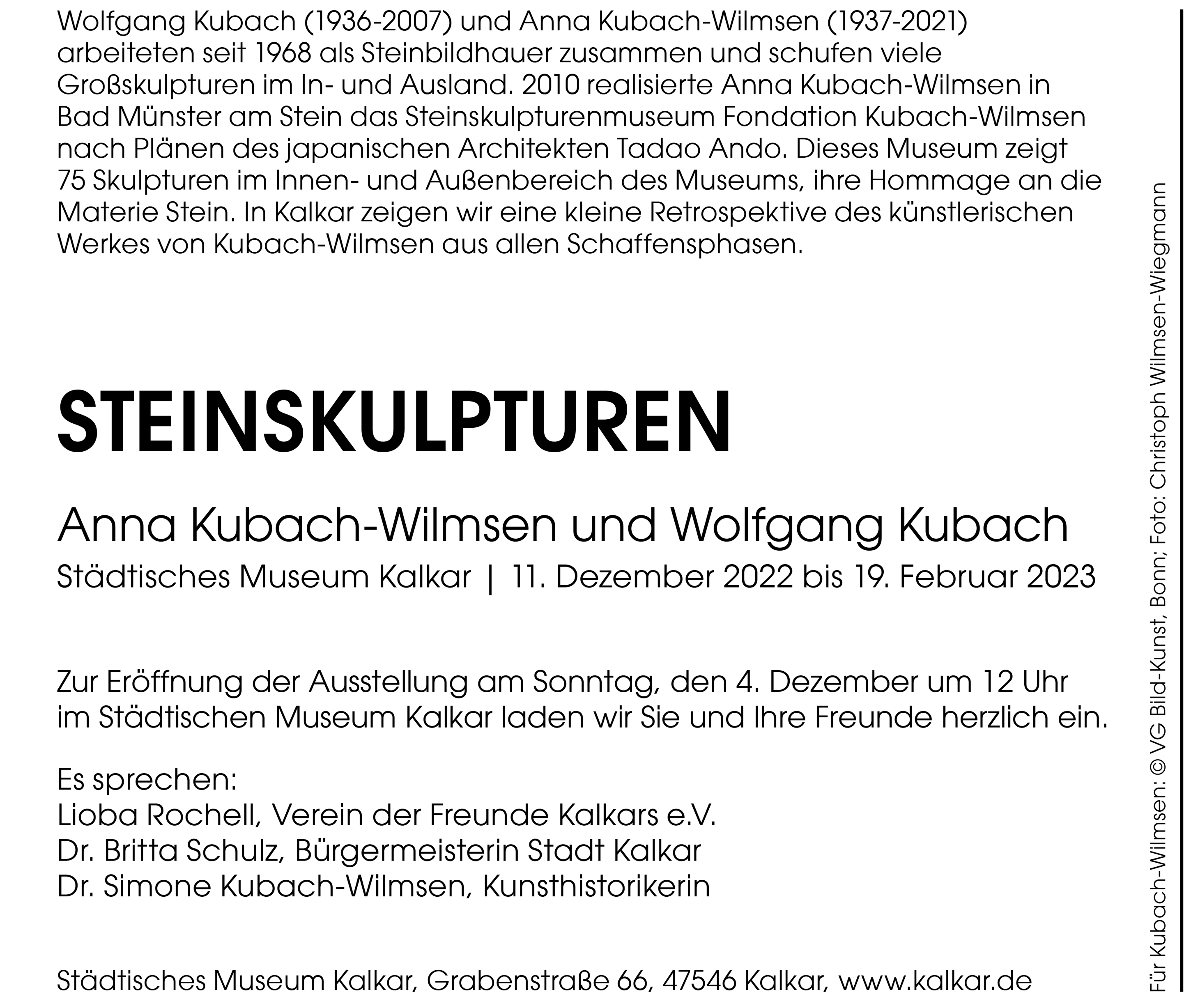 Einladung Ausstellungseröffnung Kubach-Wilmsen