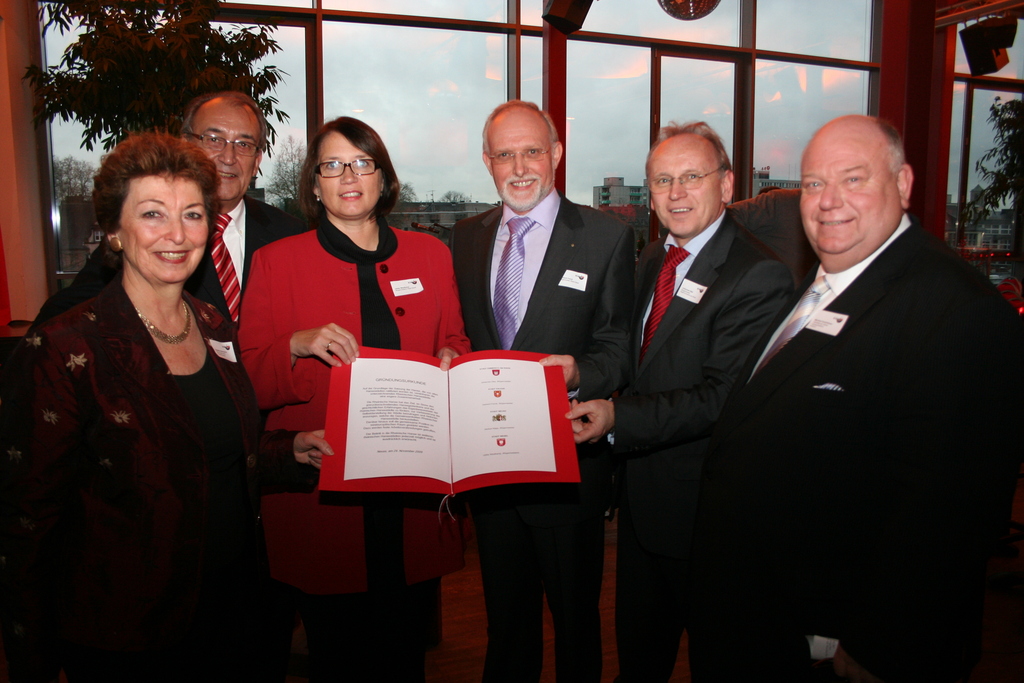 Gründungsfeier der "Rheinischen Hanse" 2009 mit den Bürgermeistern der Städte Neuss, Wesel, Kalkar und Emmerich