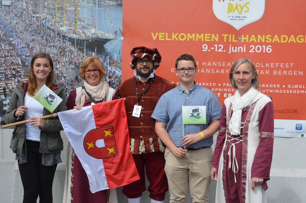 Delegation der Stadt Kalkar bei den Internationalen Hansetagen 2016 in Bergen, Norwegen.