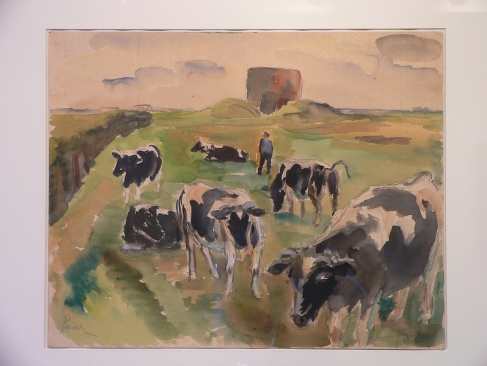 Martin Paatz: Kühe am Bovenholt, 1998. Aquarell auf Papier, 39,4 x 49,2 cm