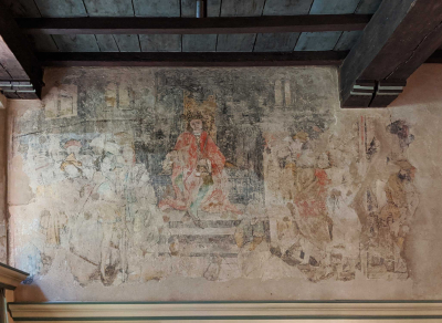 Salomonisches Urteil, Wandmalerei in der "Gildenkamer" in Kalkar Foto der gotischen Wandmalerei in der Gildenkamer mit dem Salomonischen Urteil